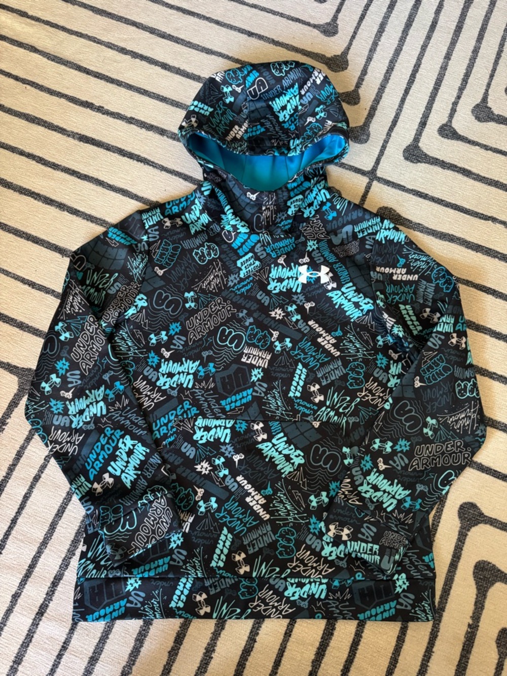 Under Armour Black & Teal Graphic Hoodie